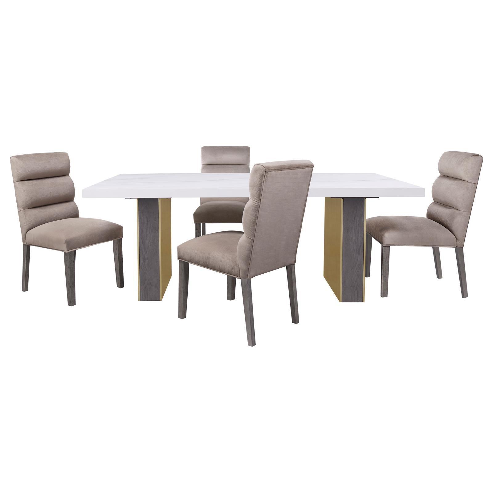 Carla Upholstered Dining Side Chair Stone (Set Of 2) 106684 - Ella Furniture