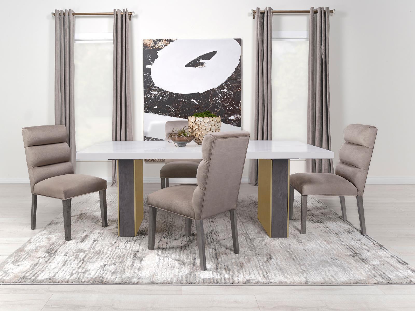 Carla Upholstered Dining Side Chair Stone (Set Of 2) 106684 - Ella Furniture