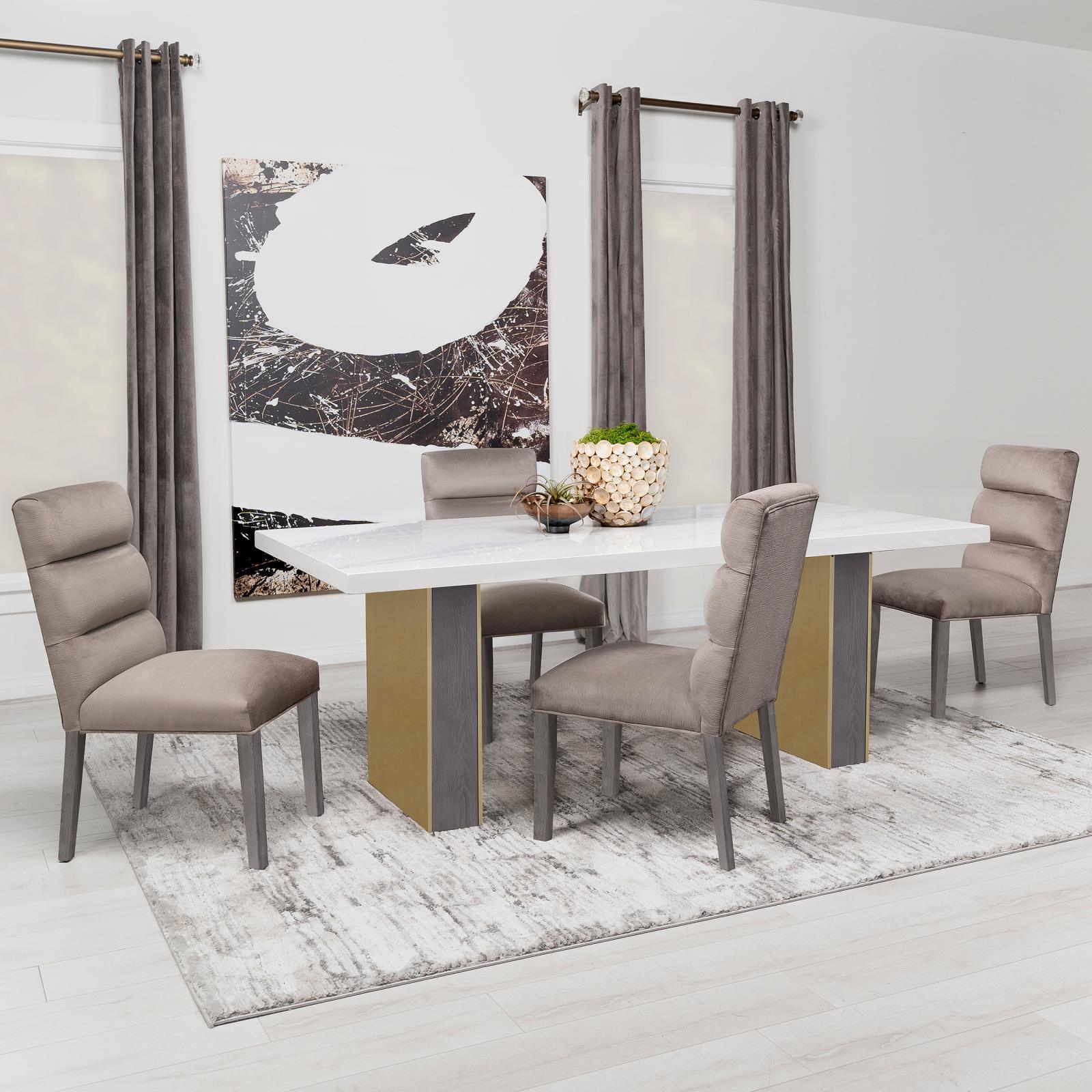 Carla Upholstered Dining Side Chair Stone (Set Of 2) 106684 - Ella Furniture