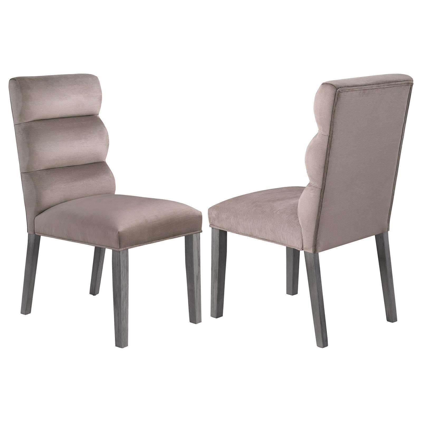 Carla Upholstered Dining Side Chair Stone (Set Of 2) 106684 - Ella Furniture