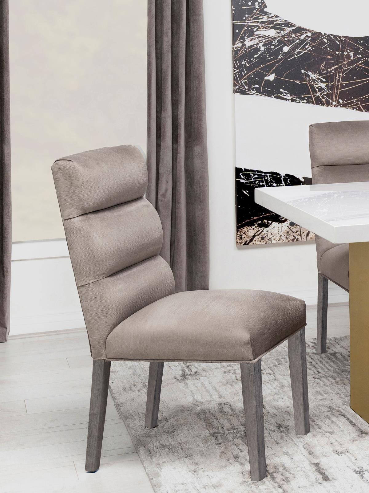 Carla Upholstered Dining Side Chair Stone (Set Of 2) 106684 - Ella Furniture
