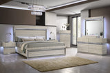 Carrara Modern Grey Wood Grain Bedroom Set with Integrated LED Lighting and Jewelry Drawer from Ella Furniture