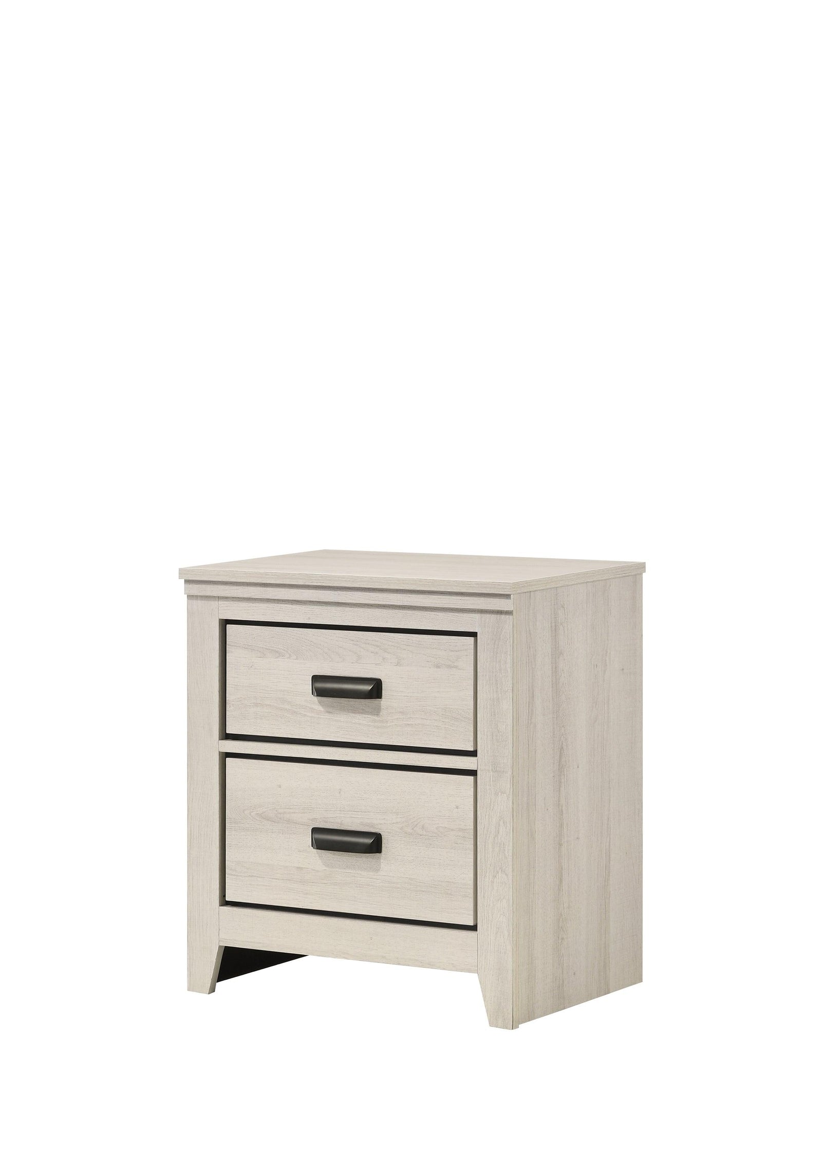 Carter White Modern Contemporary Solid Wood And Veneers 2-Drawers Nightstand - Ella Furniture