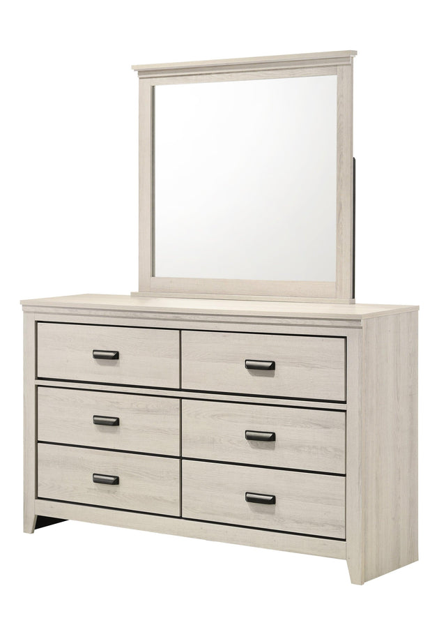 Carter White Modern Contemporary Solid Wood And Veneers 6-Drawers Dresser - Ella Furniture