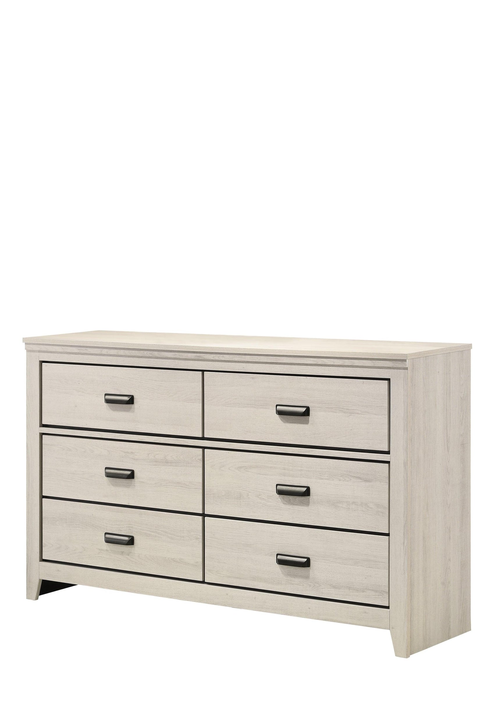 Carter White Modern Contemporary Solid Wood And Veneers 6-Drawers Dresser - Ella Furniture