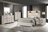 Carter White Modern Contemporary Solid Wood And Veneers LED King Bed - Ella Furniture