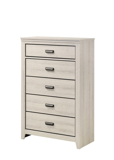 Carter White Modern Contemporary Solid Wood And Veneers LED Queen Bed - Ella Furniture