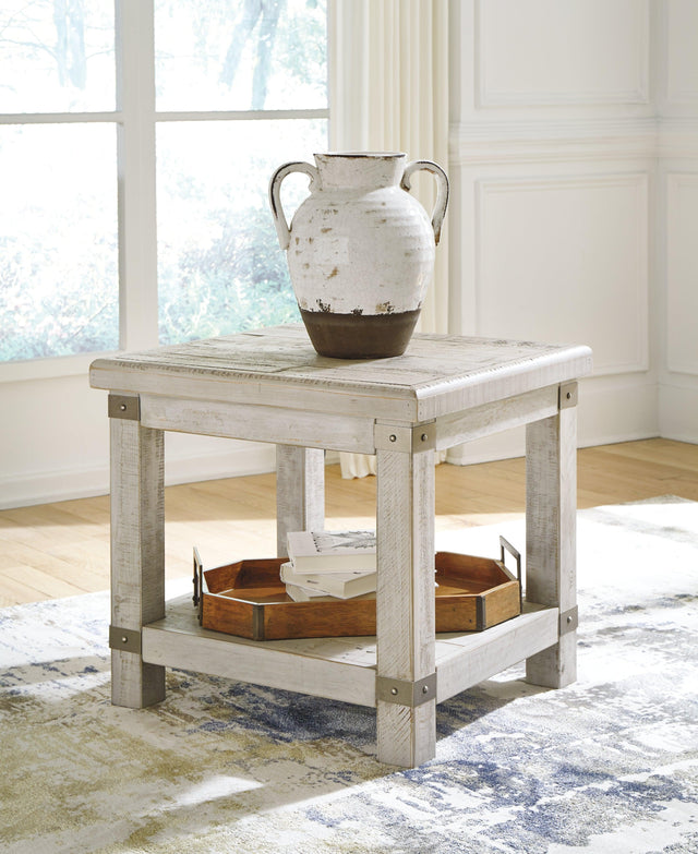 Carynhurst White Wash Gray 2 End Tables - Ella Furniture