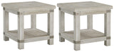 Carynhurst White Wash Gray 2 End Tables - Ella Furniture