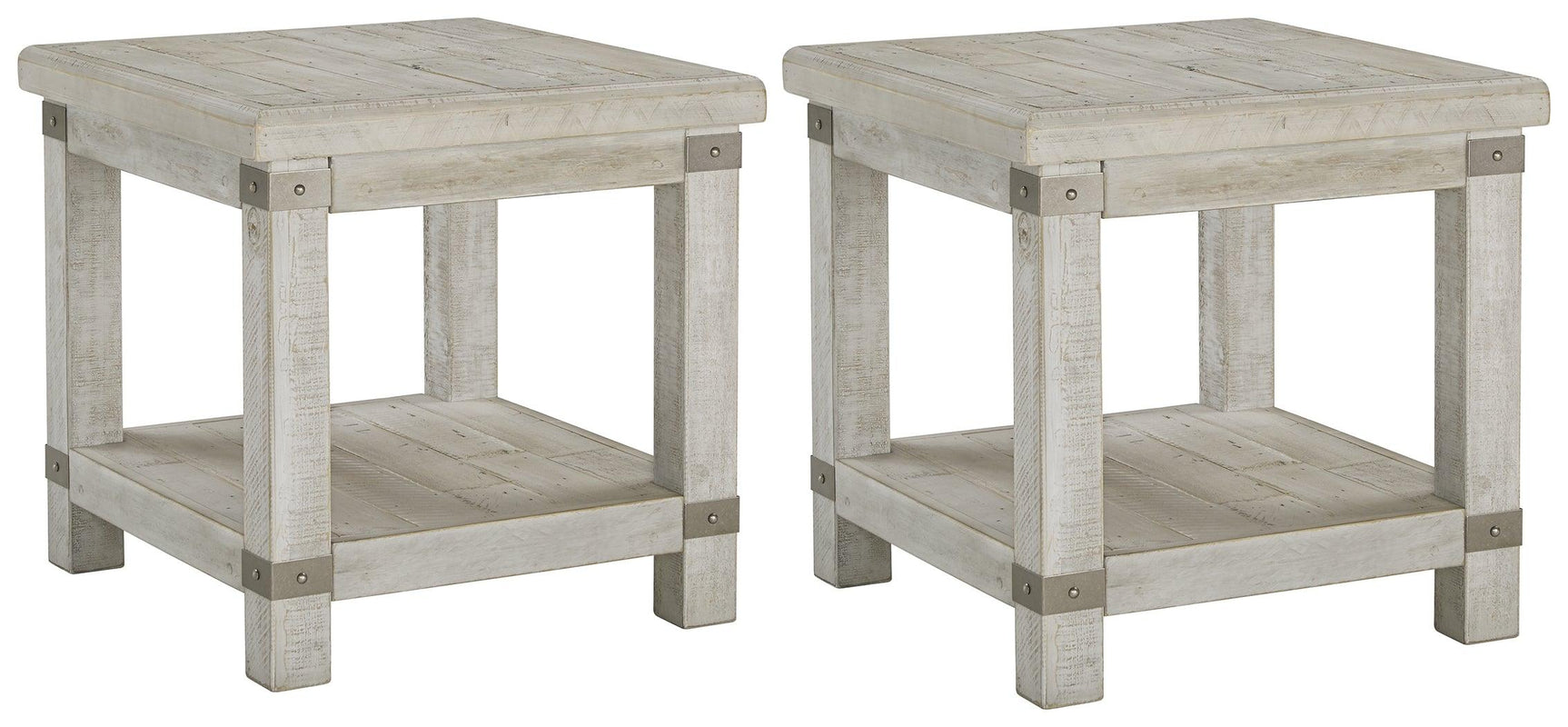 Carynhurst White Wash Gray 2 End Tables - Ella Furniture