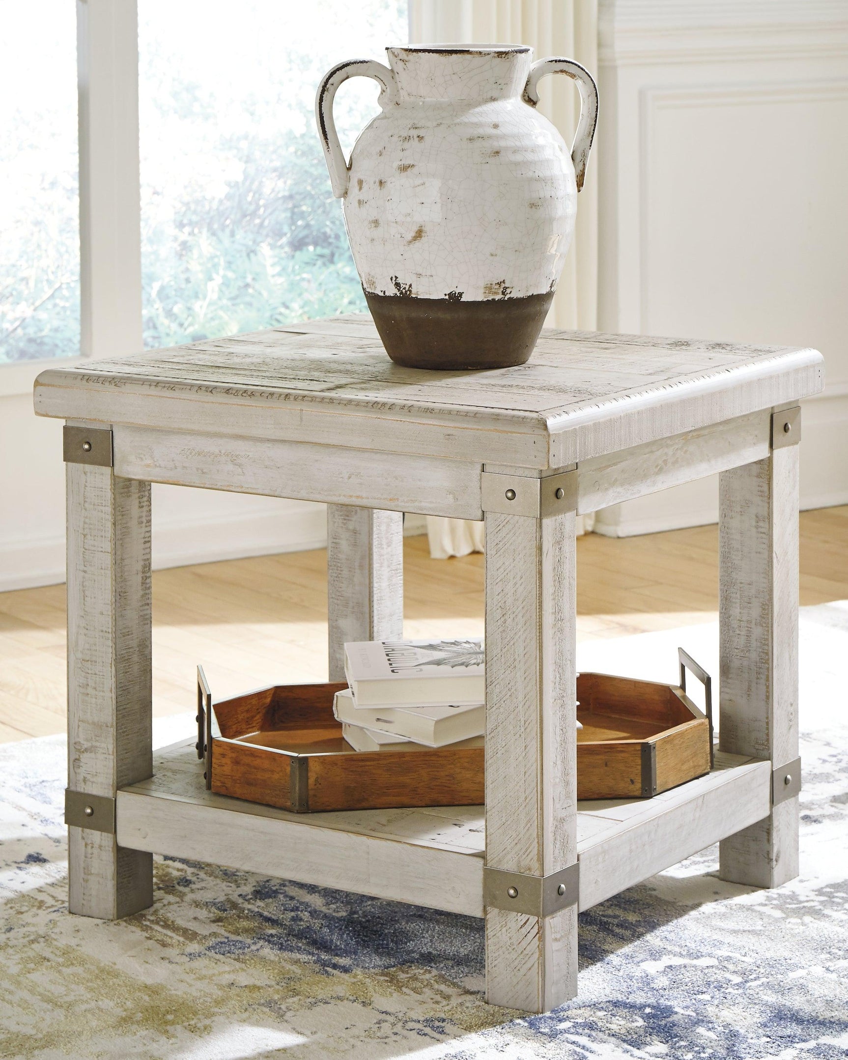 Carynhurst White Wash Gray Coffee Table With 1 End Table - Ella Furniture