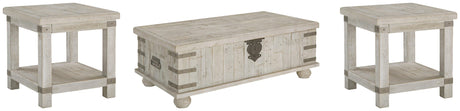 Carynhurst White Wash Gray Coffee Table With 2 End Tables - Ella Furniture