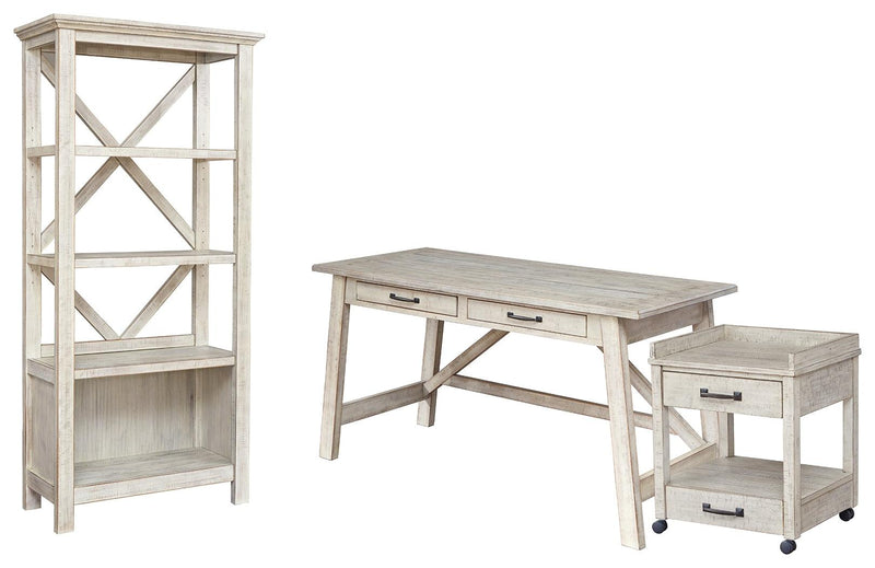 Carynhurst Whitewash Home Office Desk And Storage - Ella Furniture