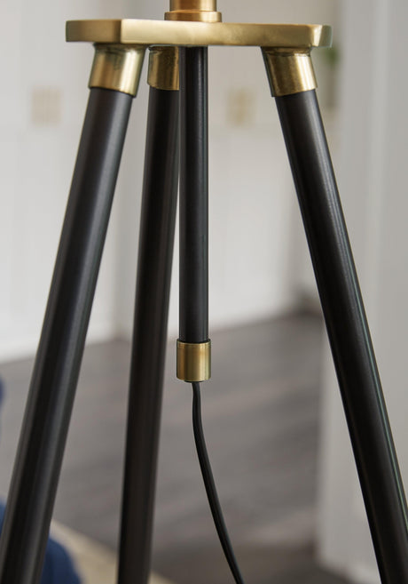 Cashner Black/gold Finish Floor Lamp - Ella Furniture
