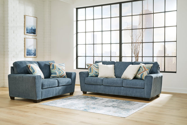 Cashton Blue Sofa And Loveseat - Ella Furniture