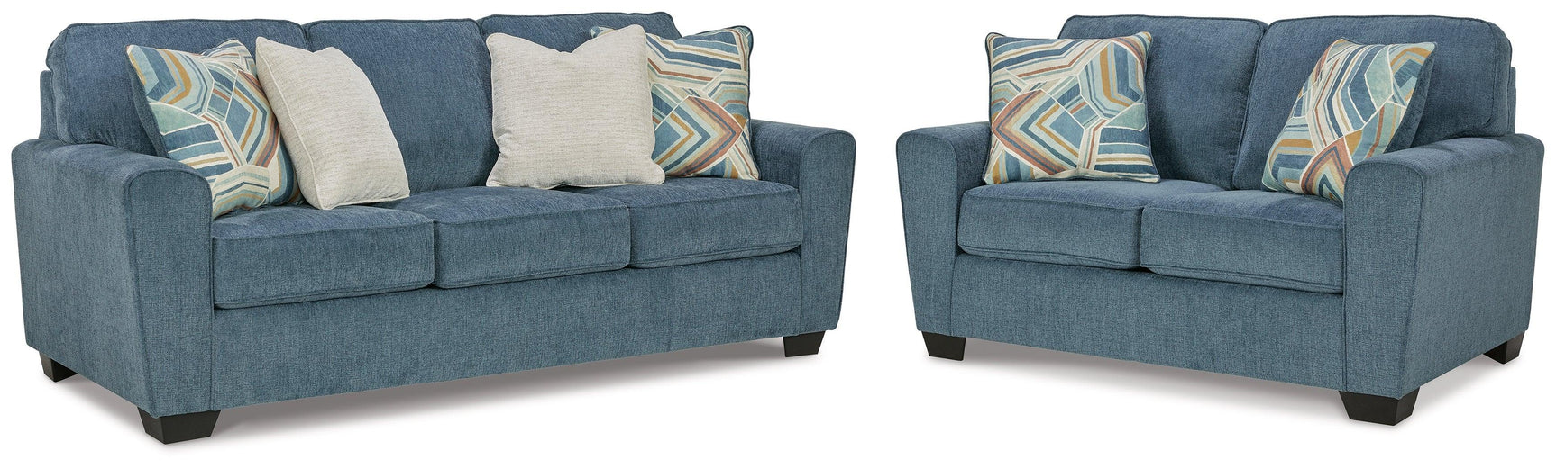 Cashton Blue Sofa And Loveseat - Ella Furniture