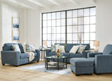 Cashton Blue Sofa, Loveseat, Chair And Ottoman - Ella Furniture