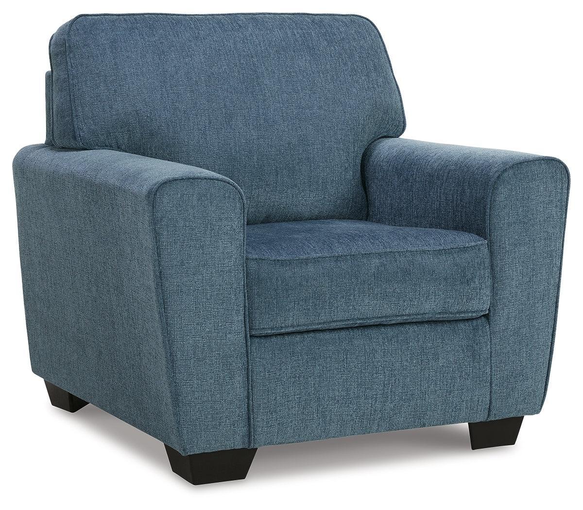Cashton Blue Sofa, Loveseat, Chair And Ottoman - Ella Furniture