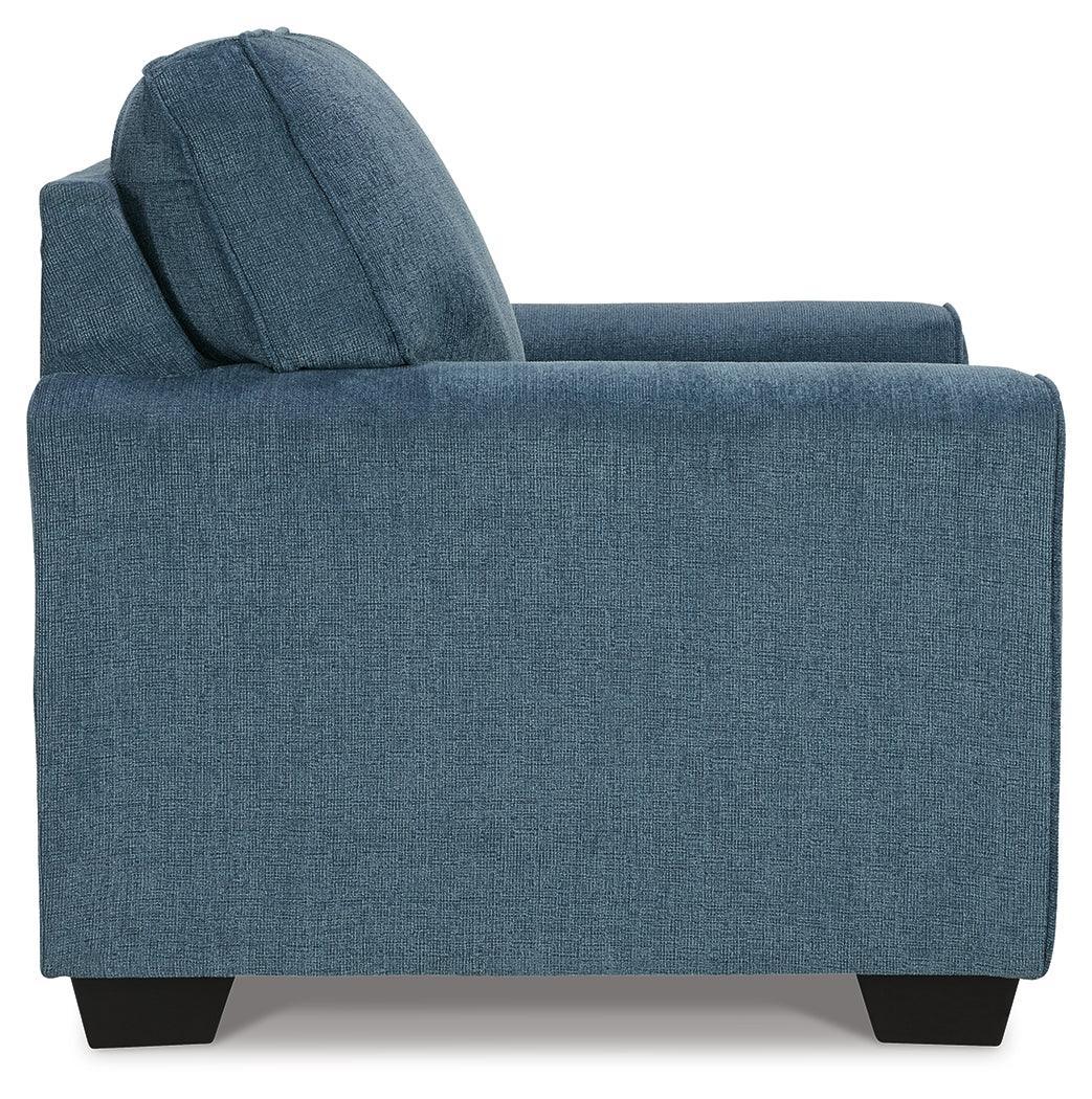 Cashton Blue Sofa, Loveseat, Chair And Ottoman - Ella Furniture