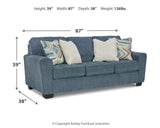 Cashton Blue Sofa, Loveseat, Chair And Ottoman - Ella Furniture