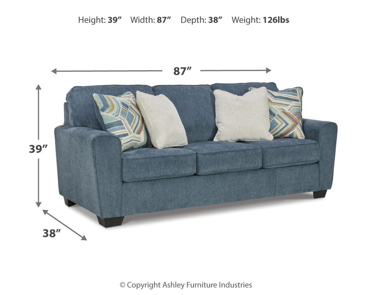 Cashton Blue Sofa, Loveseat, Chair And Ottoman - Ella Furniture