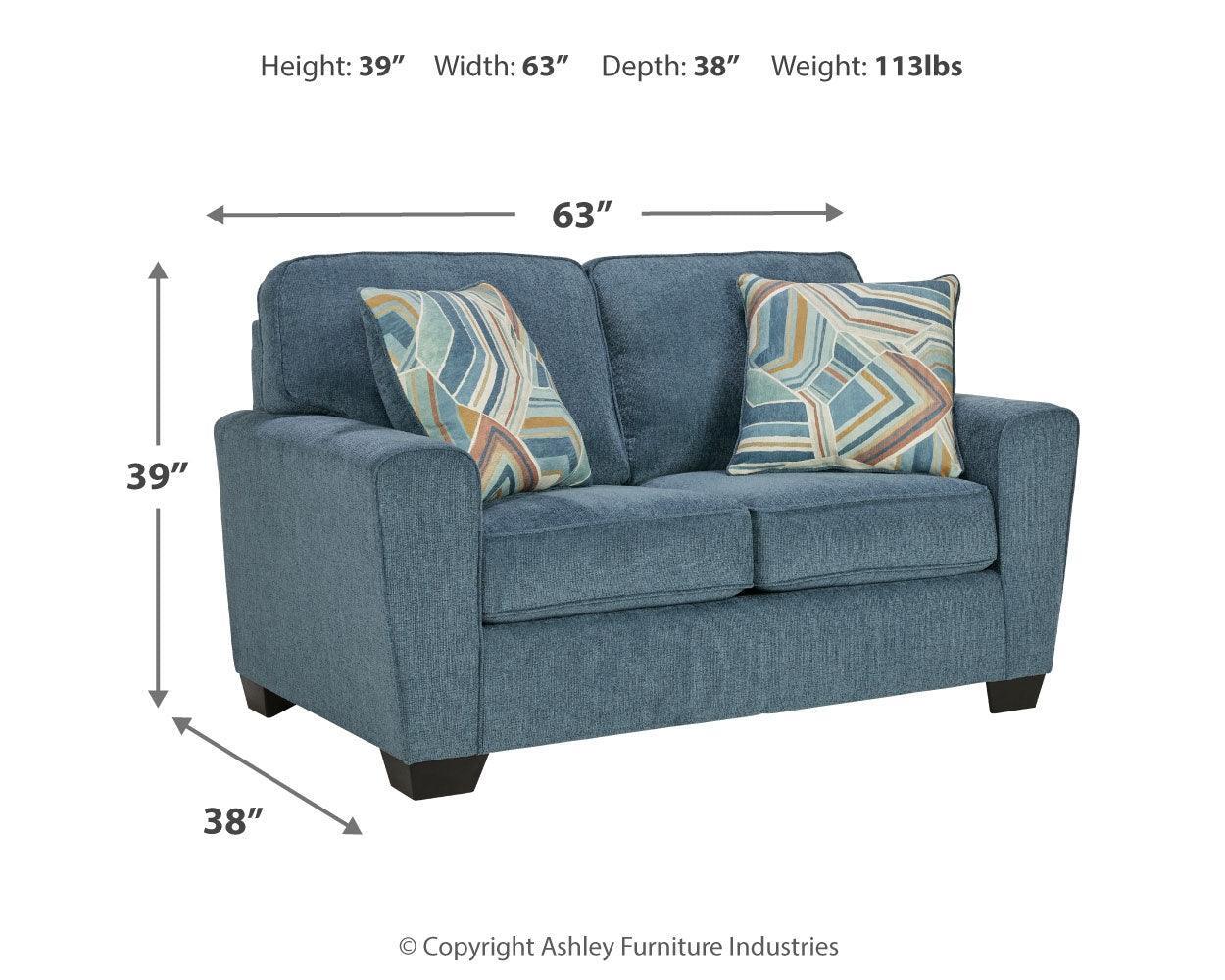 Cashton Blue Sofa, Loveseat, Chair And Ottoman - Ella Furniture