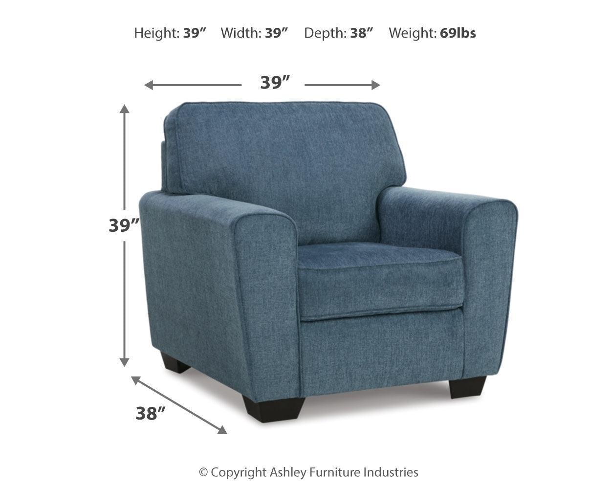 Cashton Blue Sofa, Loveseat, Chair And Ottoman - Ella Furniture