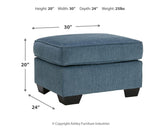 Cashton Blue Sofa, Loveseat, Chair And Ottoman - Ella Furniture