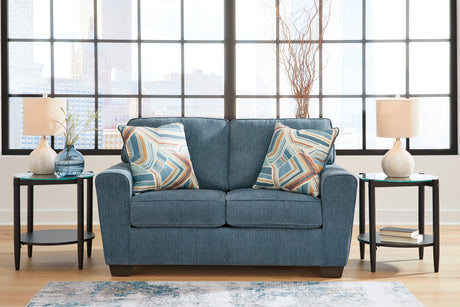 Cashton Blue Sofa, Loveseat, Chair And Ottoman - Ella Furniture