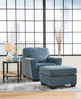 Cashton Blue Sofa, Loveseat, Chair And Ottoman - Ella Furniture