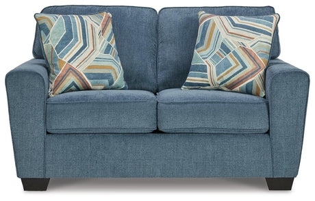 Cashton Blue Sofa, Loveseat, Chair And Ottoman - Ella Furniture