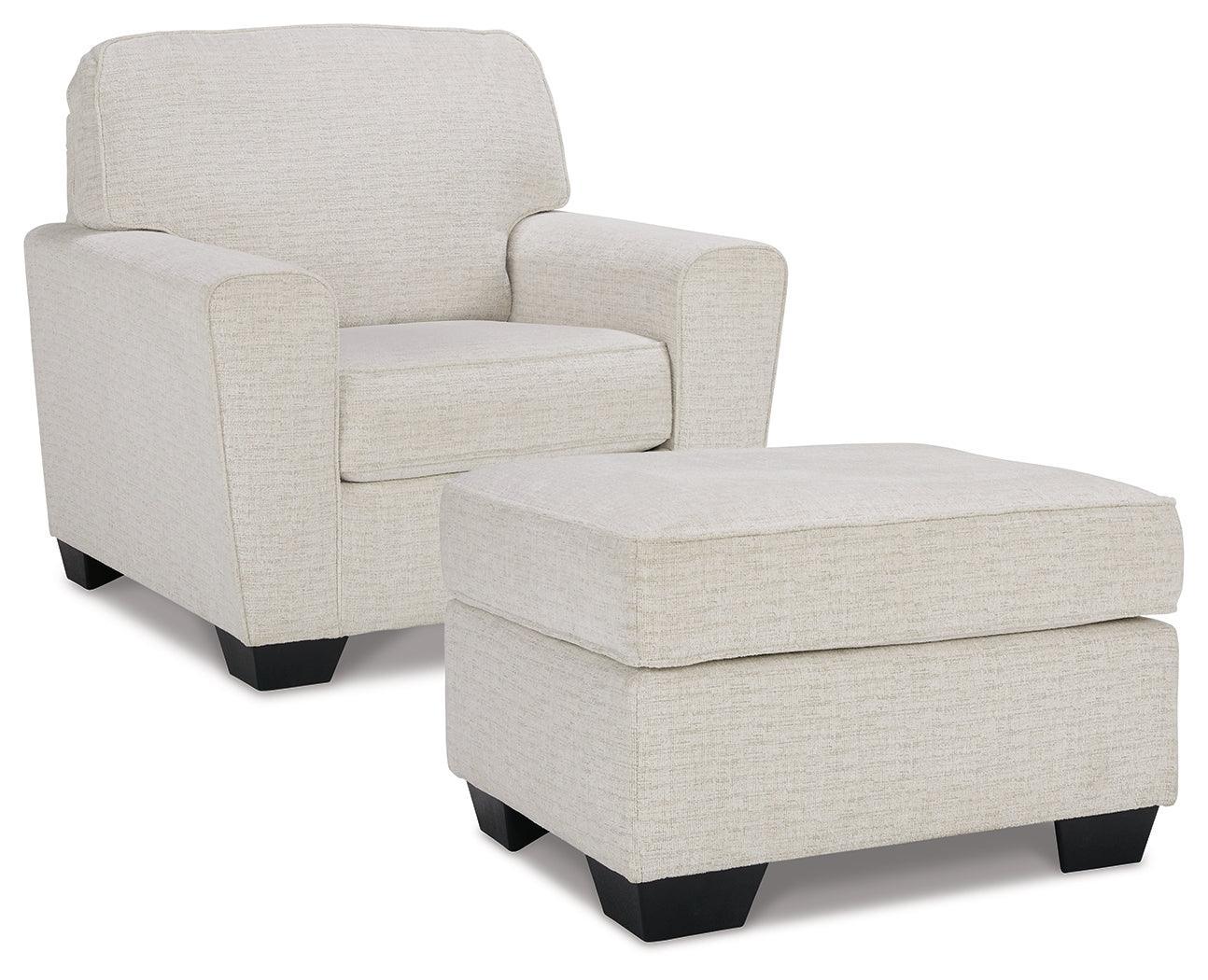 Cashton Snow Chair And Ottoman - Ella Furniture