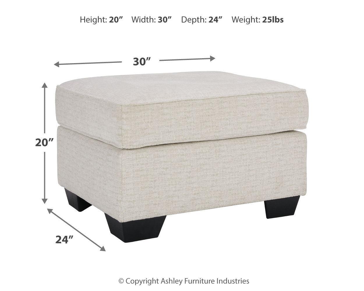 Cashton Snow Sofa, Loveseat, Chair And Ottoman - Ella Furniture
