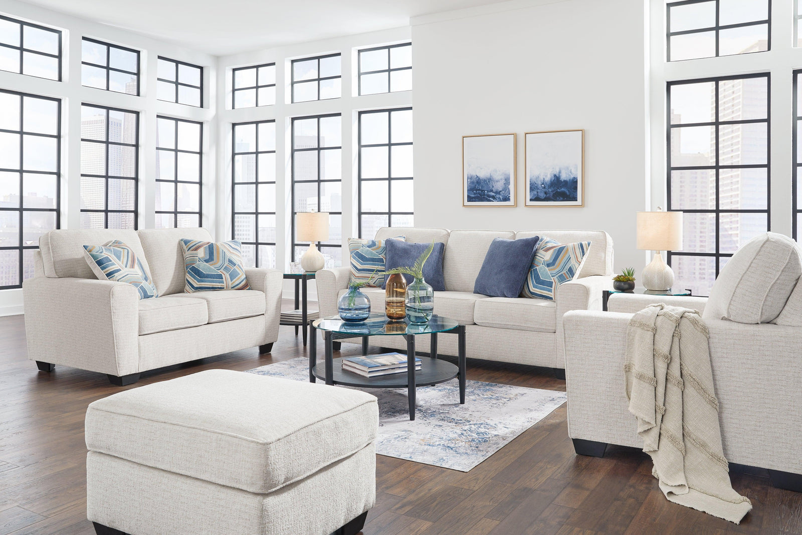 Cashton Snow Sofa, Loveseat, Chair And Ottoman - Ella Furniture