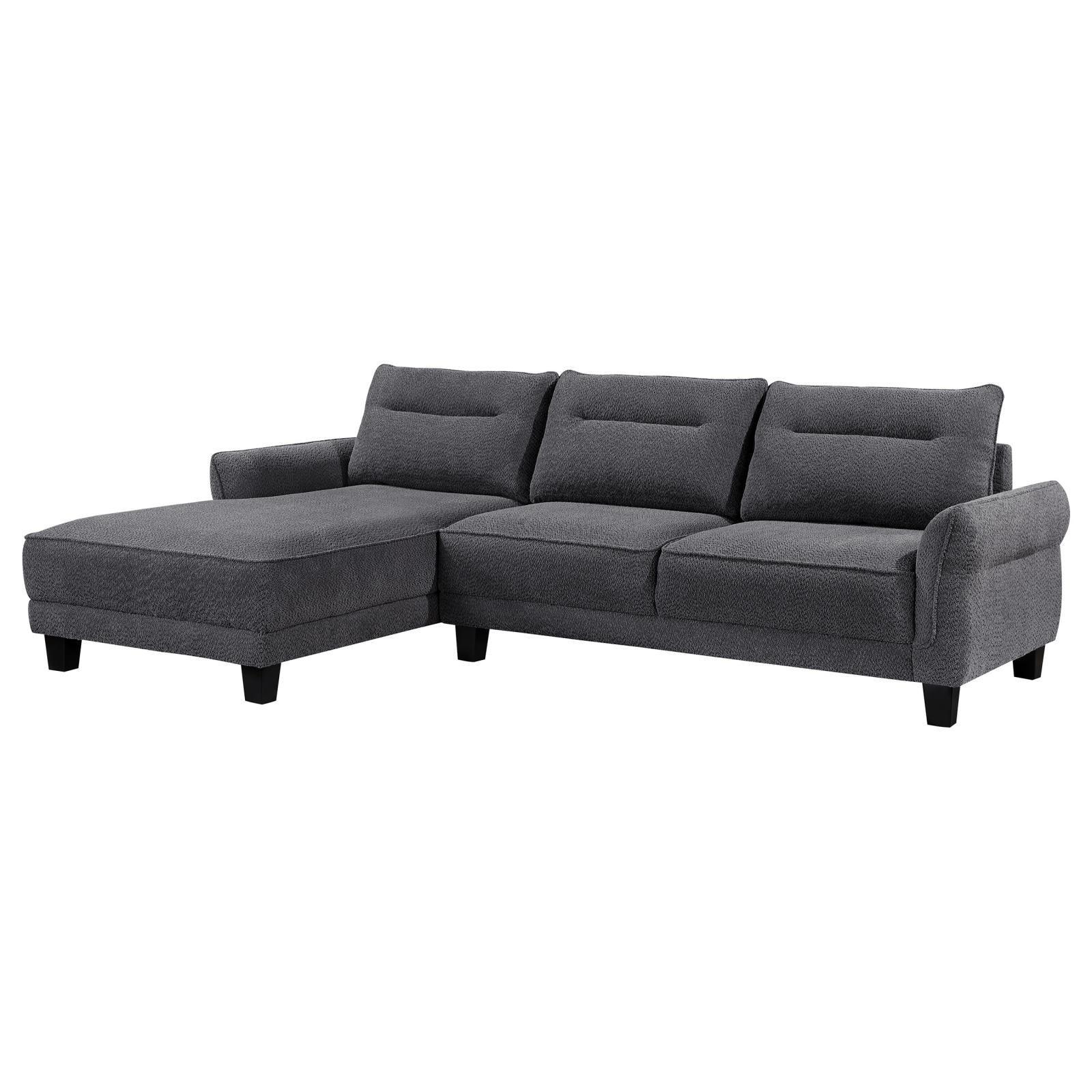 Caspian Upholstered Curved Arms Sectional Sofa Grey 509540 - Ella Furniture