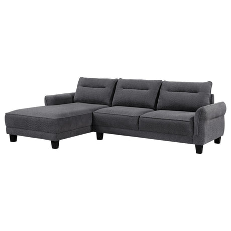 Caspian Upholstered Curved Arms Sectional Sofa Grey 509540 - Ella Furniture