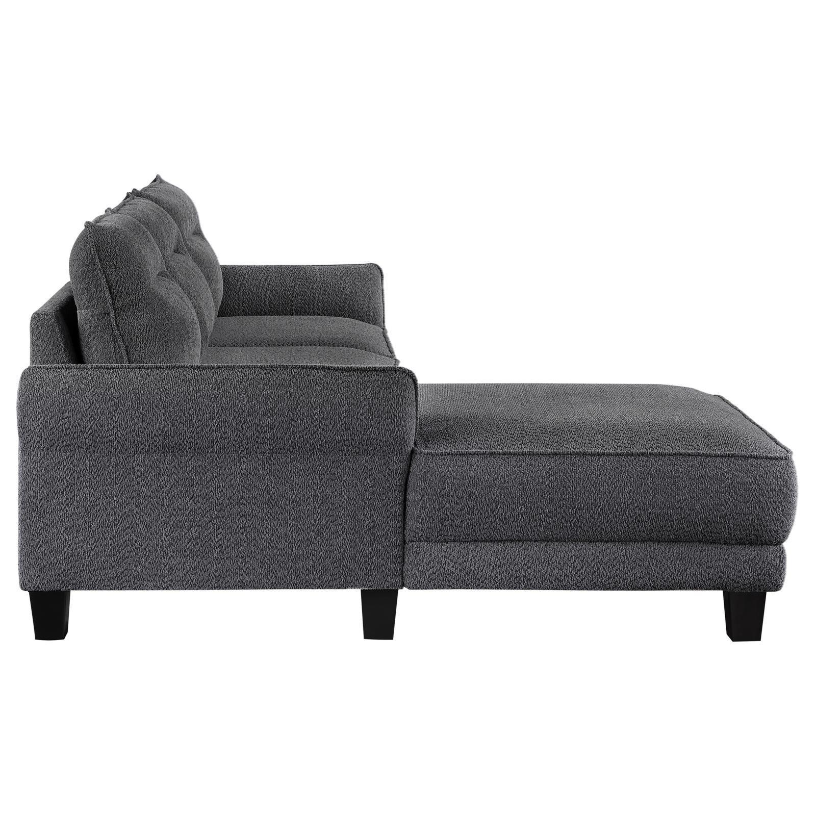 Caspian Upholstered Curved Arms Sectional Sofa Grey 509540 - Ella Furniture