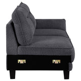 Caspian Upholstered Curved Arms Sectional Sofa Grey 509540 - Ella Furniture