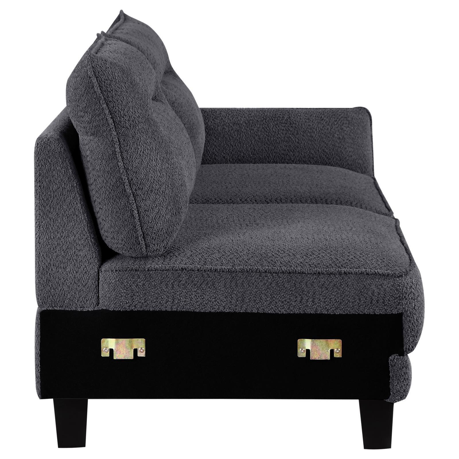 Caspian Upholstered Curved Arms Sectional Sofa Grey 509540 - Ella Furniture
