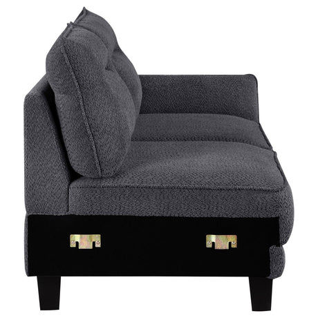Caspian Upholstered Curved Arms Sectional Sofa Grey 509540 - Ella Furniture