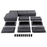 Caspian Upholstered Curved Arms Sectional Sofa Grey 509540 - Ella Furniture
