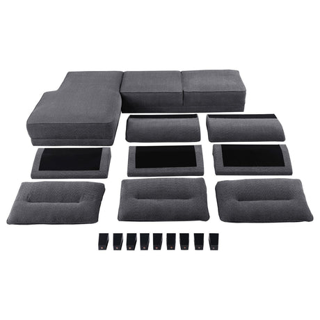 Caspian Upholstered Curved Arms Sectional Sofa Grey 509540 - Ella Furniture
