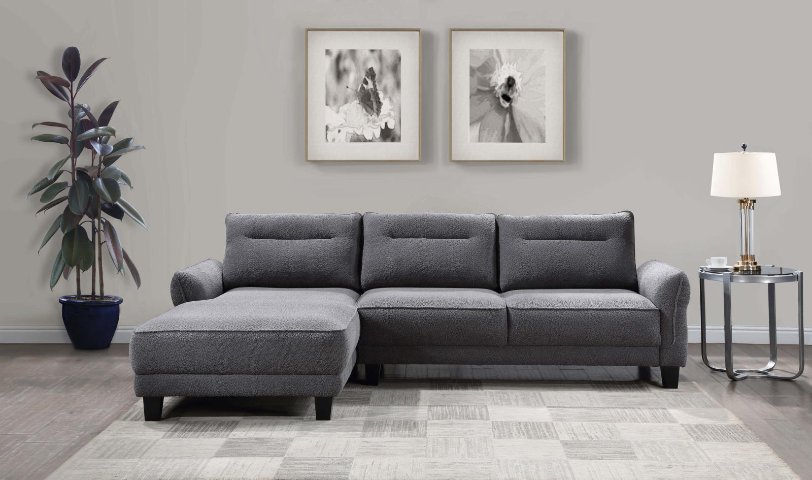 Caspian Upholstered Curved Arms Sectional Sofa Grey 509540 - Ella Furniture
