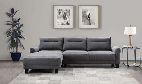 Caspian Upholstered Curved Arms Sectional Sofa Grey 509540 - Ella Furniture