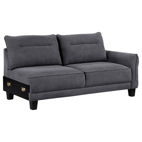 Caspian Upholstered Curved Arms Sectional Sofa Grey 509540 - Ella Furniture