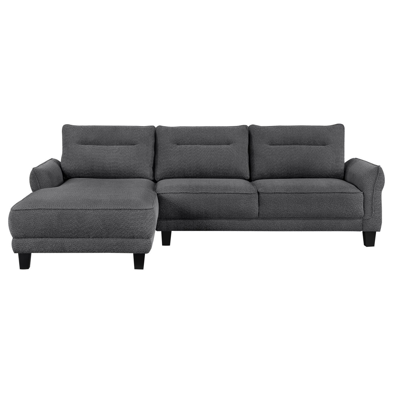 Caspian Upholstered Curved Arms Sectional Sofa Grey 509540 - Ella Furniture