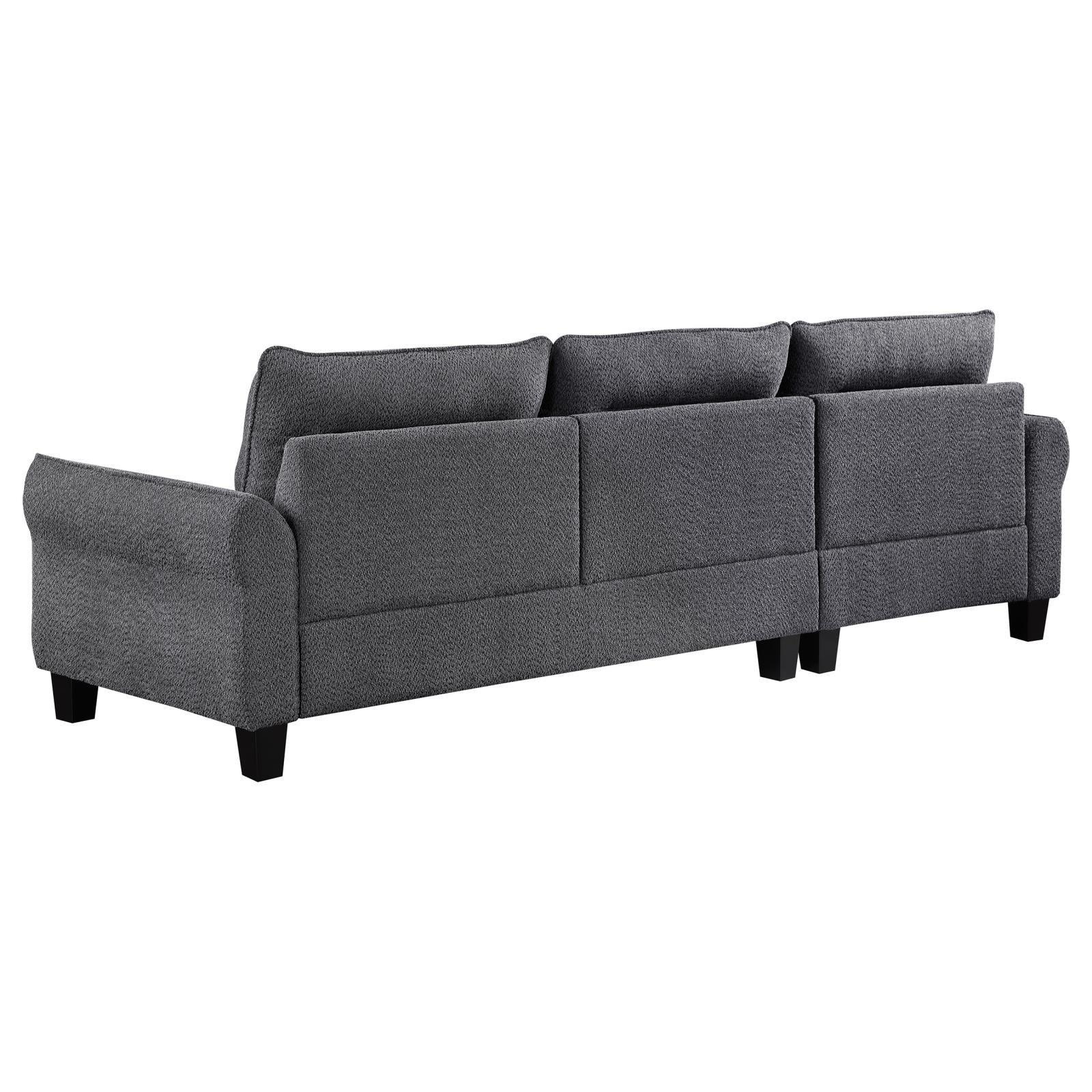 Caspian Upholstered Curved Arms Sectional Sofa Grey 509540 - Ella Furniture