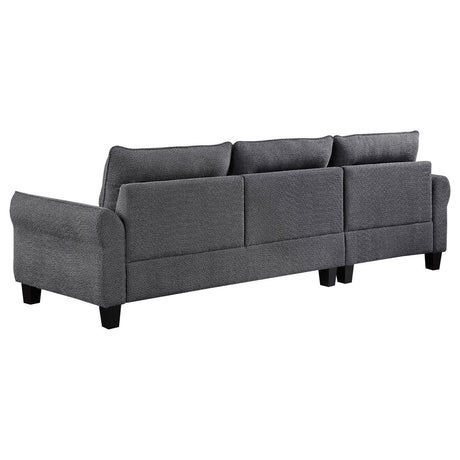 Caspian Upholstered Curved Arms Sectional Sofa Grey 509540 - Ella Furniture