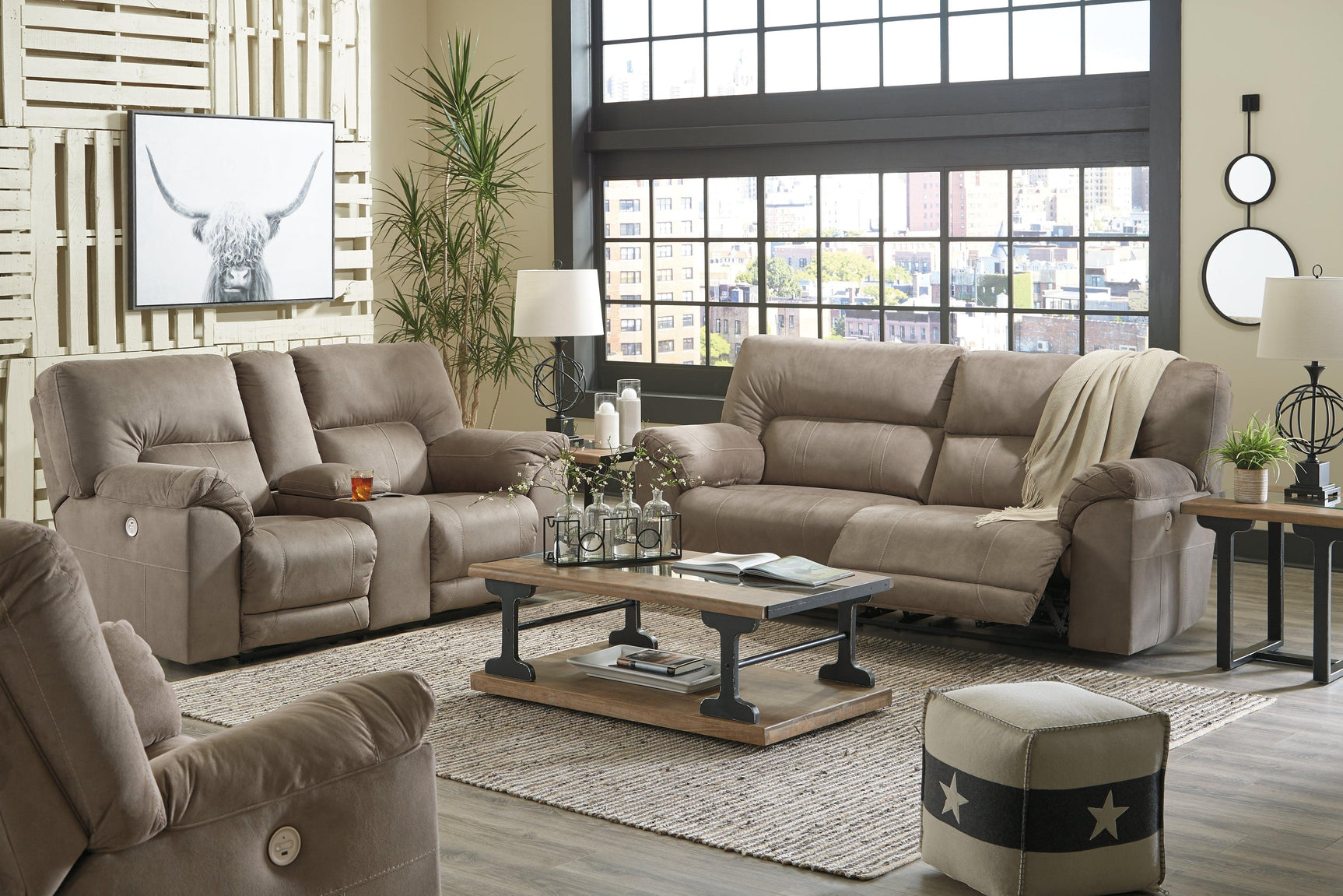 Cavalcade Slate Sofa, Loveseat And Recliner - Ella Furniture