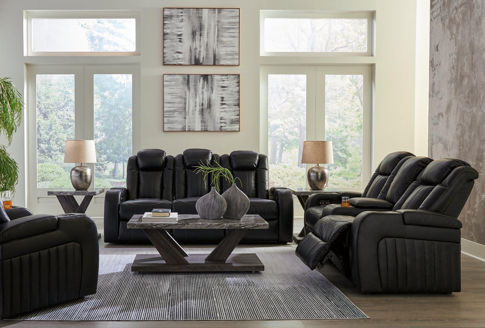 Caveman Midnight Den Sofa, Loveseat And Recliner - Ella Furniture